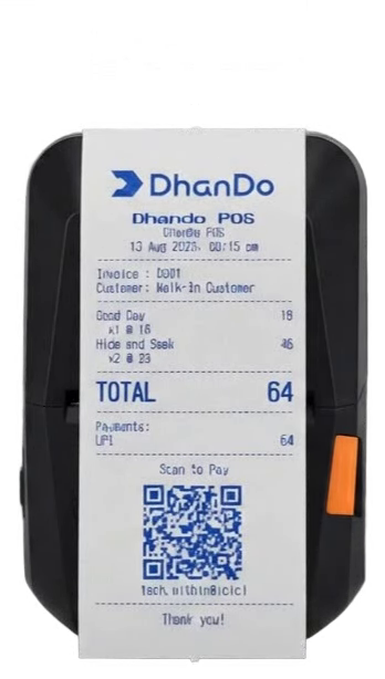 2-in-1 thermal printer with GST receipt